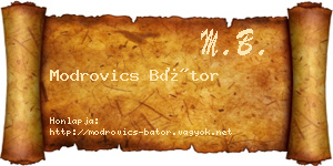 Modrovics Bátor névjegykártya